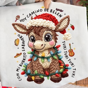 Mi Burrito Sabanero Mexican  Latch Hook Yarn Crochet Png, Feliz Navidad Coquette Christmas, Tuki Tuki Donkey Latino Xmas, Mexican Christmas