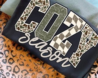 Cozy Season Camo Western PNG, Retro Fall Camo Country Distressed Varsity Cowboy, Camouflage Checkered Sublimation Png, Camo Cozy Season