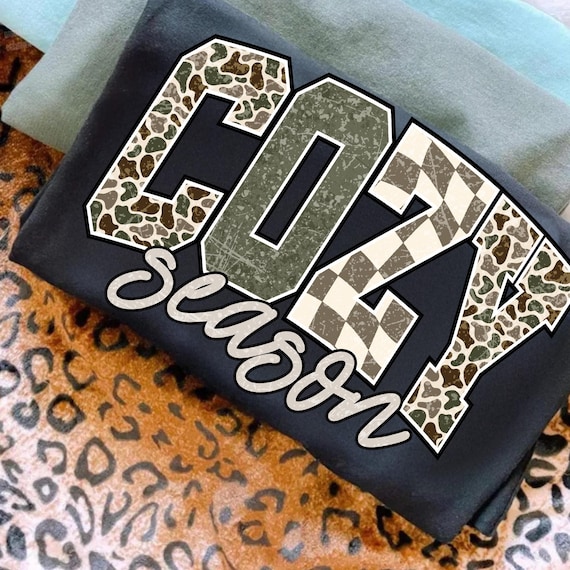 Cozy Season Camo Western PNG, Retro Fall Camo Country Distressed Varsity Cowboy, Camouflage Checkered Sublimation Png, Camo Cozy Season