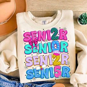 Coquette Senior PNG, Class of 2025 Png, Retro Graduation Sublimation PNG, Doodle Dots Coquette Bow, High school Senior Shirt Design