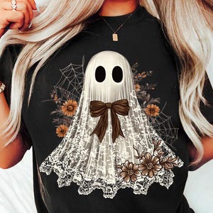 Halloween Lace Ghost Png, Spooky Coquette Png, Girly Ghost Lacey Ghost Png, Spooky Season Png, Ghost Floral Halloween Mama, Sublimation image 2