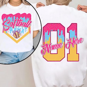 Paquete de números de sóftbol personalizados (en formato PNG), Mamá de sóftbol (en formato PNG), Helado de sóftbol (en formato PNG), Día del juego de sóftbol (en formato PNG), Respeta el goteo (en formato PNG)