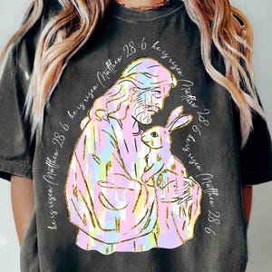 Brushstroke Jesus with Bunny Png, He Is Risen Png, Easter Bible Verse, Easter Shirt Png, Easter Bunny Png, Jesus Easter Png Sublimation