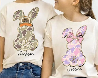 Egg Hunter Png, Custom Camo Easter Bunny Boy/Girl PNG, Boy Bunny With Backwards Cap Png, Camo Easter Bunny File, Pink Camo Kids Easter Png