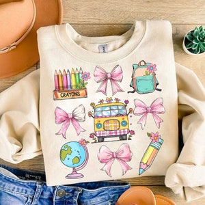 Back to School Coquette PNG Digital Design Download, School bus Png, Books png, Globe png, Flowers png, Girl school png, Pencil png designs