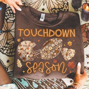 Coquette Football Chinoiserie Png, Touchdown Season Game Day Png Fall Vibes Png, Floral Fall Football png, Autumn Png Boho Floral Football