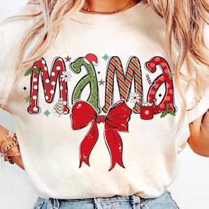 Christmas Mama Coquette Png, Mama Claus png, Christmas Tree Cake png, Christmas coquette bow png, Doodles Xmas, Candy Cane Santa Hot Cocoa