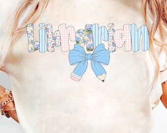 Bibliotecario preppy con coqueta floral (PPT), Bibliotecario floral azul (PPT), Diario (PPT), Lazo de lápiz, Diseño de bibliotecario preppy, Sublimación a cuadros