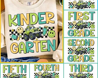 Back to School For Boys Bundle, Kindergarten, Pre K PNG, First Day Of School, School Dude Png, Retro PNG, First/ Second/ Third Grade Design
