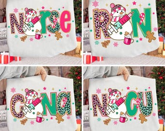 Pink Christmas Nurse Coquette PNG, Preppy Nurse/Cna/Nicu/ RN Holiday Sublimation, Leopard Nurse, Xmas Nurse png, Snowman, Nurse Life