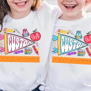 Personalized Name Back to School Pennant Boy/GirlPNG, Coquette Girl Name png, Name Pennant png, Brushstroke,School Girl Png, School Boy