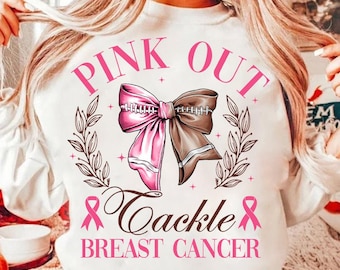 Breast Cancer Football Pink Out png, Breast Cancer PNG, Pink ribbon Coquette BowPng, American Football png, Pink out sublimation, Cancer png