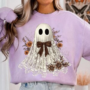 Halloween Lace Ghost Png, Spooky Coquette Png, Girly Ghost Lacey Ghost Png, Spooky Season Png, Ghost Floral Halloween Mama, Sublimation image 4