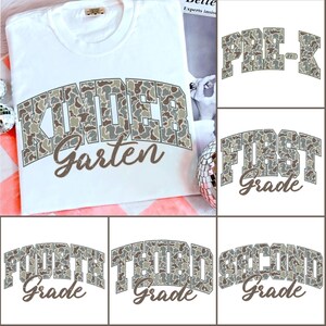 Retro Back to School Boys Old Camo PNG Bundle, Kindergarten Png, First Day PNG, Pre-K to Third Grade Png, School Boy Sublimation, Boy Camo