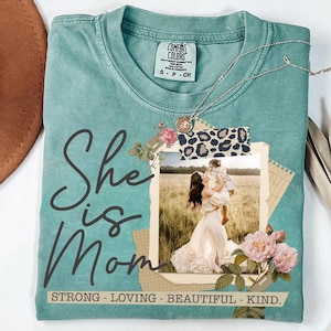 Custom She is Mom Photo Png, Mothers Day Png, Mom and Kids Add Photos, Mom Floral Coquette Bow Png, Flowers,Gift For Mom, Sublimation Design