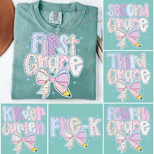 Preppy Back to School Floral Bundle, First Day Of School, School Png, Preppy School Png, First/Second/Third Grade Design, School Bundle Png