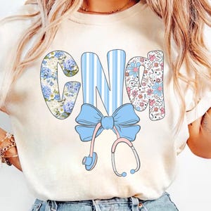 Preppy CNA Nurse Floral Coquette Png, Cna Nurse Blue Floral Png, Everyday Png, Stethoscope Bow, Preppy Nurse Design, Checkered Sublimation