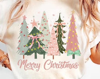 Coquette Christmas Trees png, Coquette Bow Png, Christmas Tree Pink Hand Drawn sublimation, Retro Holidays, Coquette Xmas Tree , Girly Xmas