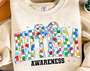 Checkered Autism Awareness Coquette Png, Autism Bow Png, Autism PNG, Autism Mom Gift PNG, Autism Awareness Png, Neurodiversity Png