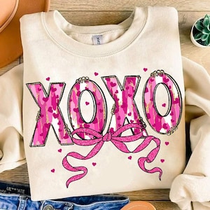 Valentine XOXO Coquette Sparkly Glitter Png, Valentines Day Shirt Design, Valentines Day PNG, Xoxo PNG, Pink Brushstroke Sequins Valentines