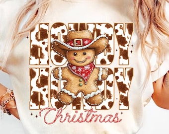 Howdy Christmas PNG, Howdy Xmas Gingerbread Man Png, Christmas Season PNG, Christmas Western PNG, Retro Christmas Shirt Png, Howdy Cowprint
