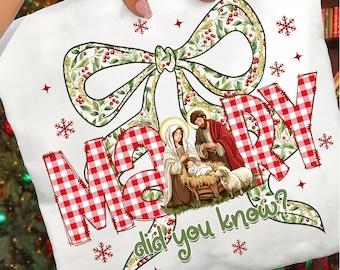 Coquette Christmas Floral Mary Did you know Png, Jesus Christmas Png, Baby Jesus, Red Plaid Png, Christian Png, Bible Verse, Nativity Scene