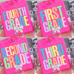 Back to School PNG Distressed Bundle, Coquette First Day of School Shirt Design, Teacher Pencil Bow Sublimation, Pre-k 1st/2nd/3rd/4th Grade