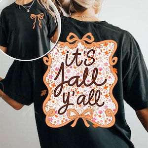 Het is herfst Y&#39;all Coquette Fall png preppy retro groovy bloemen png girly grillig frame trendy sublimatie, gezellig seizoen png