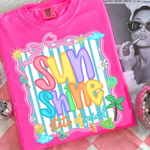 Coquette Preppy Sunshine State of Mind Bow Png, Beach PNG, Sweet Summer Time, Neon Trendy Summer Vibes, Bright Summer PNG, Lake Pool, Salty