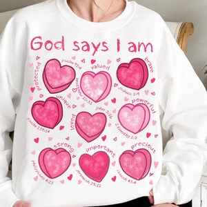 God Says I Am Valentine png, Hearts Valentine png, Jesus Valentine png, Pink Valentine png, Christian Valentines Png, Bible Verse Png