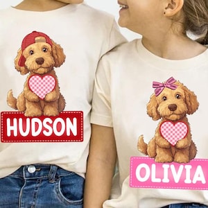 Personalized Valentines Labradoodle Dog PNG, Valentine Boy/Girl name Png, Custom Kids Valentine Digital Download, Sublimation Design