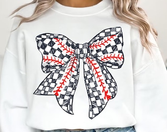 Checkered Baseball Bow Png, Retro Baseball Shirt Sublimation, Distressed Hand Drawn Baseball Clipart, Coquette Baseball Png, Baseball Mama