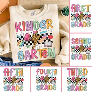 Retro Back to School Bundle, Kindergarten, First Day Of School, School Png, Retro PNG, First/Second/Third Grade Design, School Bundle Png