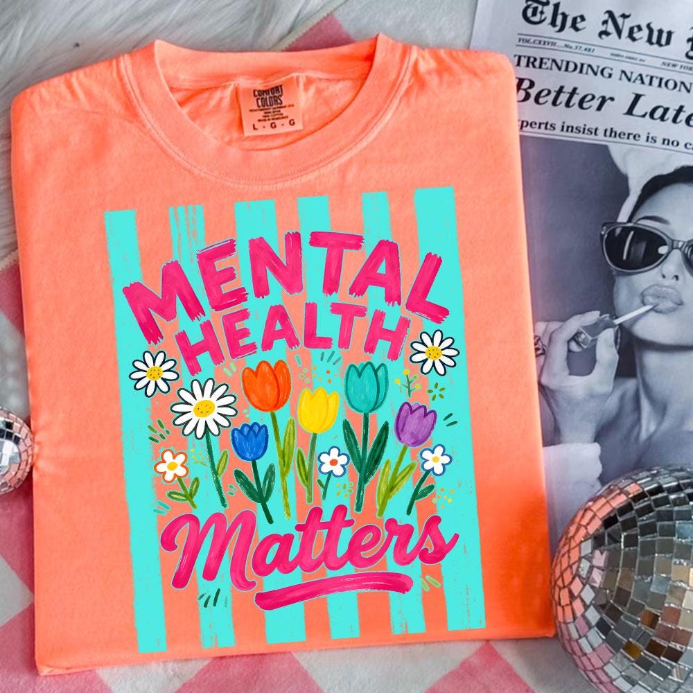 Striped Mental Health Matters Png, Boho Bright Floral Spring Season Png ...