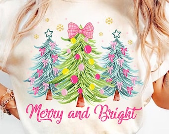 Coquette Christmas Tree Bow Png, Merry and Bright Png, Coquette Christmas Png, Christmas, Holiday Png, Christmas Tree Png, Girly Christmas