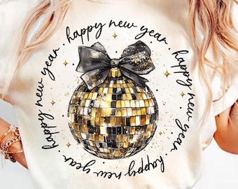 Happy New Year 2025 Png, Glitter New Years Png, Black And Gold Glitter New Year Png, Hello 2025 Png, Cheers New Years Png, Disco Ball