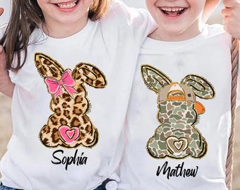 Personalized Kid Name Easter Bunny Png, Boy Girl Easter Png, Toddler Kids Easter Png, Easter Camo LeopardPng, Coquette Bow, Easter Bunny Png