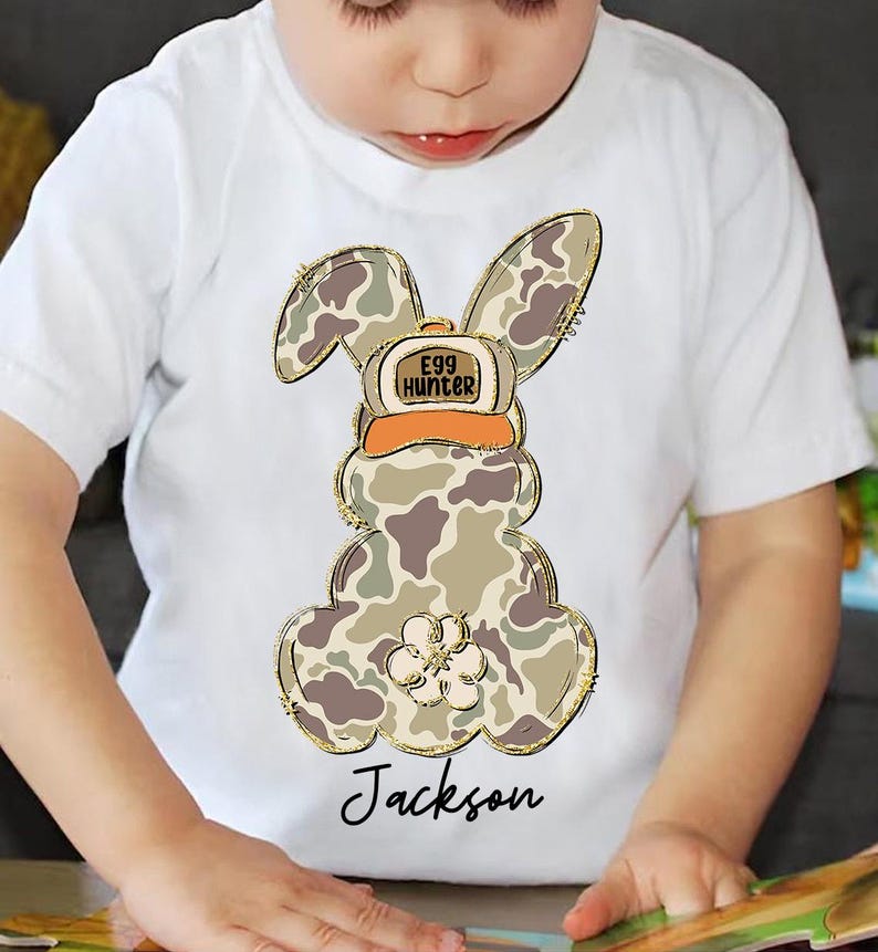 Egg Hunter Png, Custom Camo Easter Bunny Boy/Girl PNG, Boy Bunny With Backwards Cap Png, Camo Easter Bunny File, Pink Camo Kids Easter Png image 3