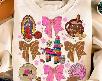 Coquette Christmas Tis The Season Png, Mexican Christmas Png, Calories No Cuentan, Pink Spanish Christmas, Tuki Donkey, Chocolate abuelita