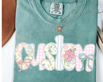 Custom Name Preppy Floral Png, Grandmillennial Floral Png, Coquette Bow, Mama Floral Png, Mama with Kid Name, Striped Mama Png, Everyday Png