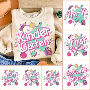 Retro Back to School Bundle, Kindergarten, First Day Of School, School Png, Retro PNG, First/Second/Third Grade Design, School Bundle Png