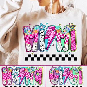 Preppy rosa Mimi Nana Gigi rutig png, Mama blommig png, Leopard png, Rosa Mimi blommig, Dalmatinerprickar, Ljusblixt, Mors dag png