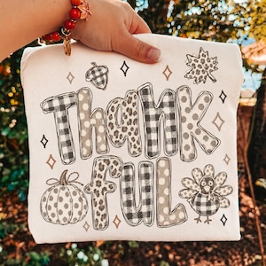 Retro Thankful Turkey Checkered PNG, Coquette Floral Autumn PNG, Retro Fall Pumpkin Gingham Png, Rustic Thanksgiving png, Distressed, Bow