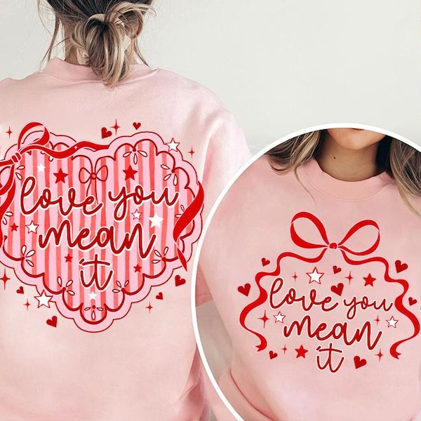 Ti amo sul serio PNG, Design di San Valentino con fiocco civettuolo, Citazione d'amore femminile PNG, Sublimazione di San Valentino rosa, Carino e romantico PNG