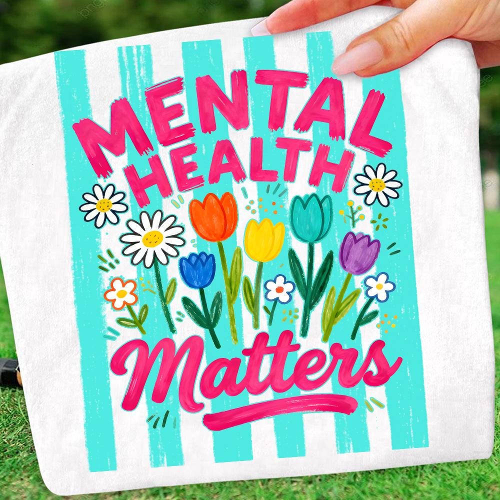 Striped Mental Health Matters Png, Boho Bright Floral Spring Season Png ...