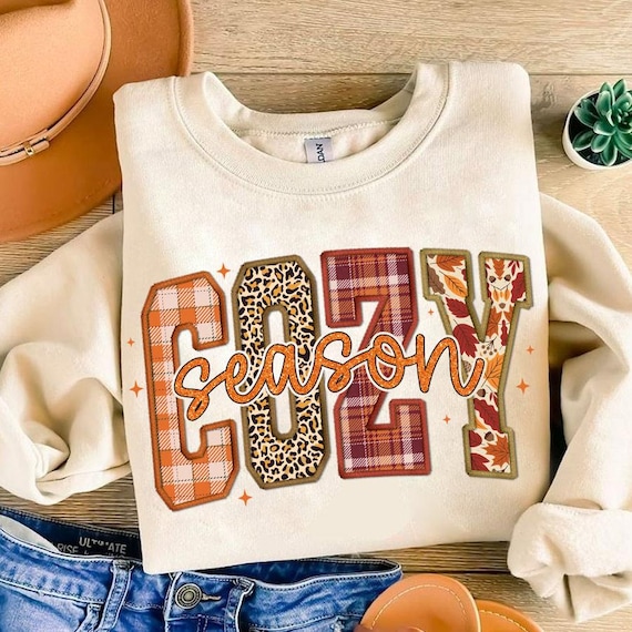 Cozy Season PNG, Embroidery Fall Png, Autumn Png, Retro Halloween Png, Thanksgiving Png, Fall Sublimation Design, Cozy Sublimation Design