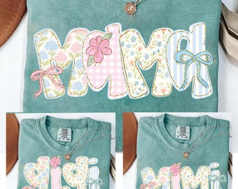 Preppy Floral Mama Mimi Gigi Bundle Png, Grandmillennial Floral Png, Kokarda Kokietka, Mama Floral Png, Mama z imieniem dla dzieci, Striped Mama Png