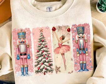 Retro Nussknacker Weihnachten PNG, Preppy Weihnachten Png, Urlaubsstimmung Png, Nussknacker Ballett Png, Weihnachtsbaum, Rosa Weihnachten, Sublimation
