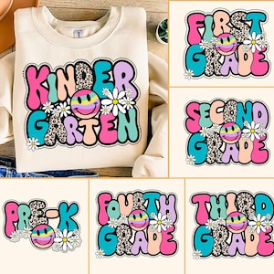 Retro Back to School Bundle, Kindergarten, First Day Of School, School Png, Retro PNG, First/Second/Third Grade Design, School Bundle Png