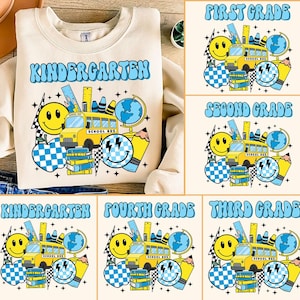 Retro Back to School Bundle, Kindergarten, First Day Of School, School Png, Retro PNG, First/Second/Third Grade Design, School Bundle Png
